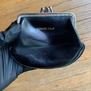 Genuine Calf Leather Double KISS Lock Coin Purse